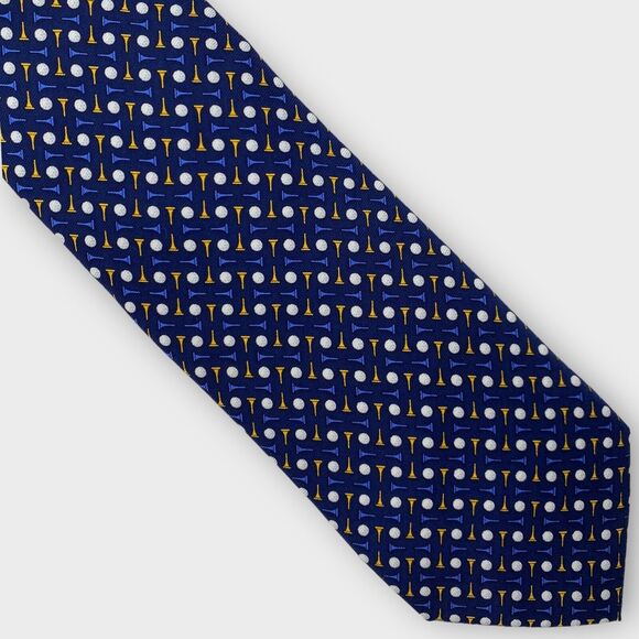 $69 Jos A Bank Executive Collection Necktie Golf Print Blue Silk Luxury 61 x 3½ - Picture 4 of 11